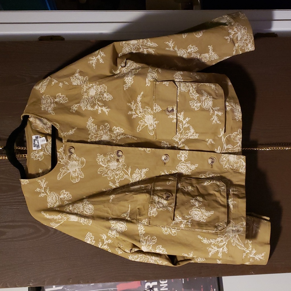 Future Collective Floral Utility Jacket in Khaki 1X